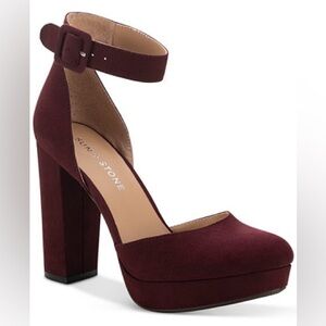 Sun + Stone Estrella Block Heel Ankle Strap Platform Pumps